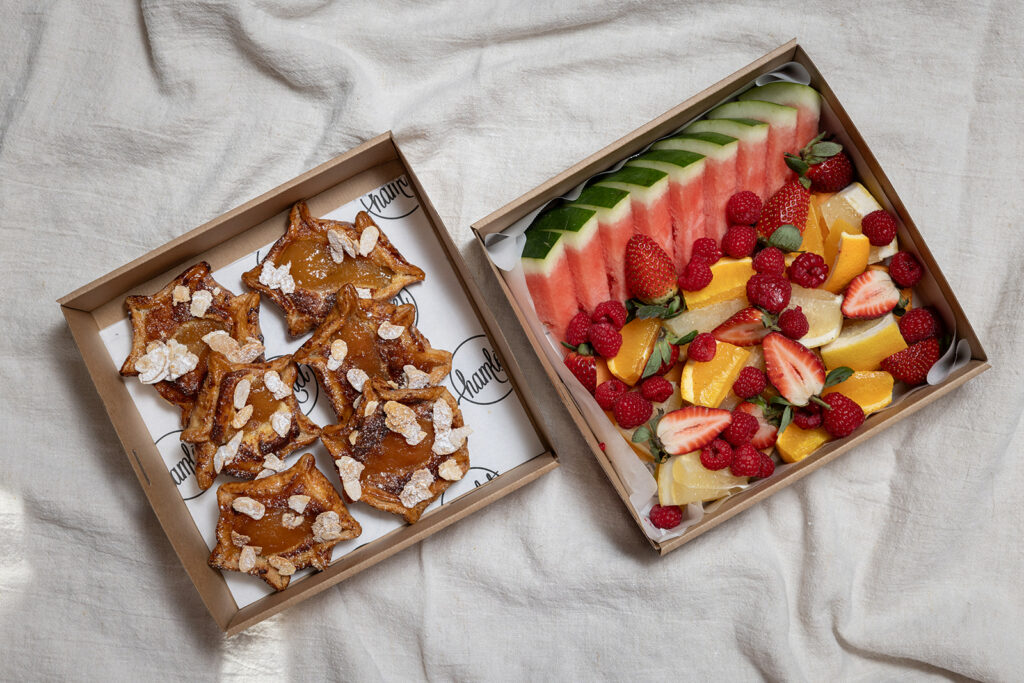 Poached Fruit Almond Crostata + Fruit